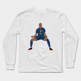 Kylian Mbappe scream celebration minimalist illustration Long Sleeve T-Shirt